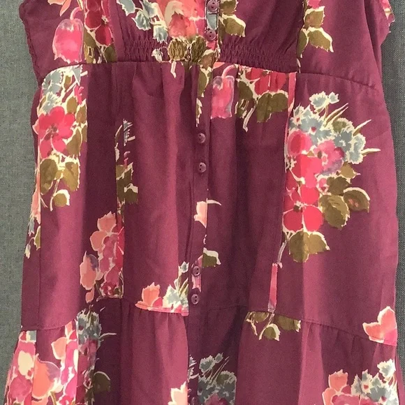 💥 American Eagle Outfitters purple gauze halter babydoll tiered dress Sz2 - Picture 3 of 16